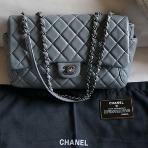 CHANEL  Classic Flap Bag Grey Lambskin